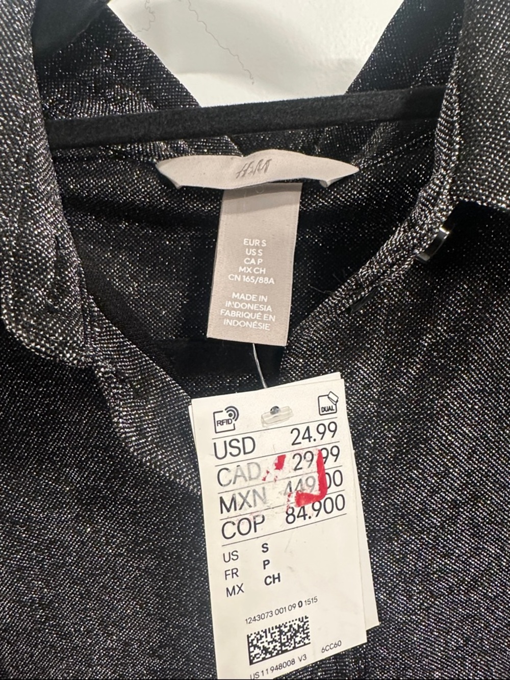 H&M Black Sparkle Button-Down Shirt - Picture 3 of 3